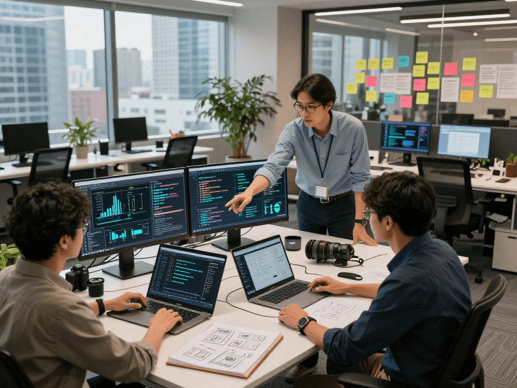 Dynamic AI collaboration at CrushonAI workspace with data visualizations.