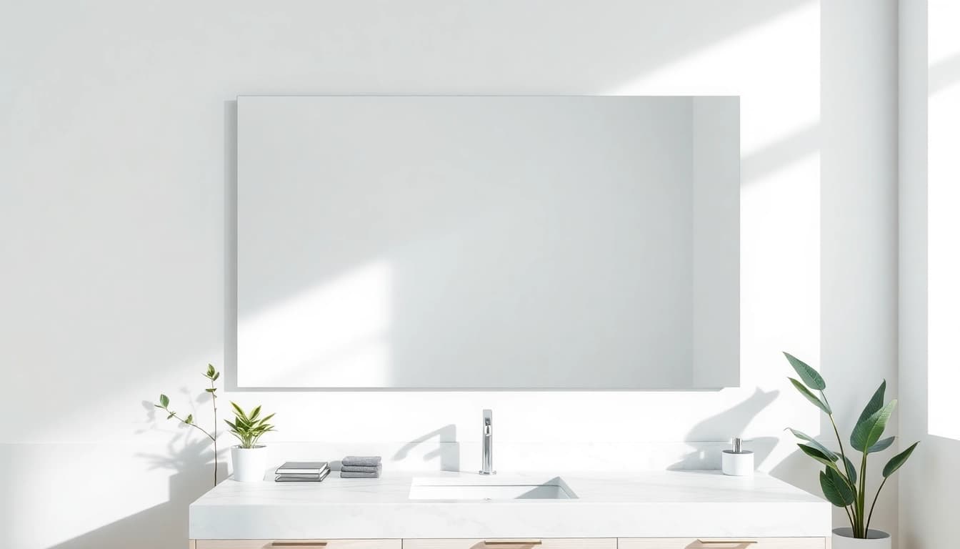 Enhance your space with this radiant mirror light mirror above a chic vanity, reflecting elegance and style.