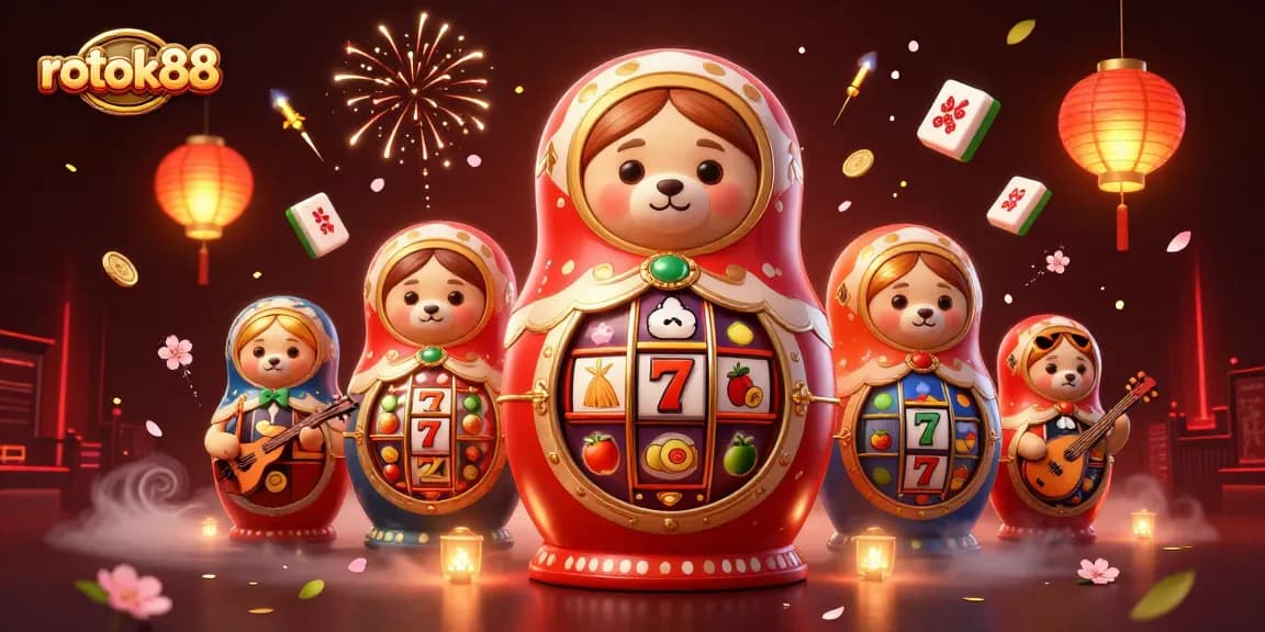 Engage in the rokok88 casino experience with vibrant slot reels and dynamic characters.