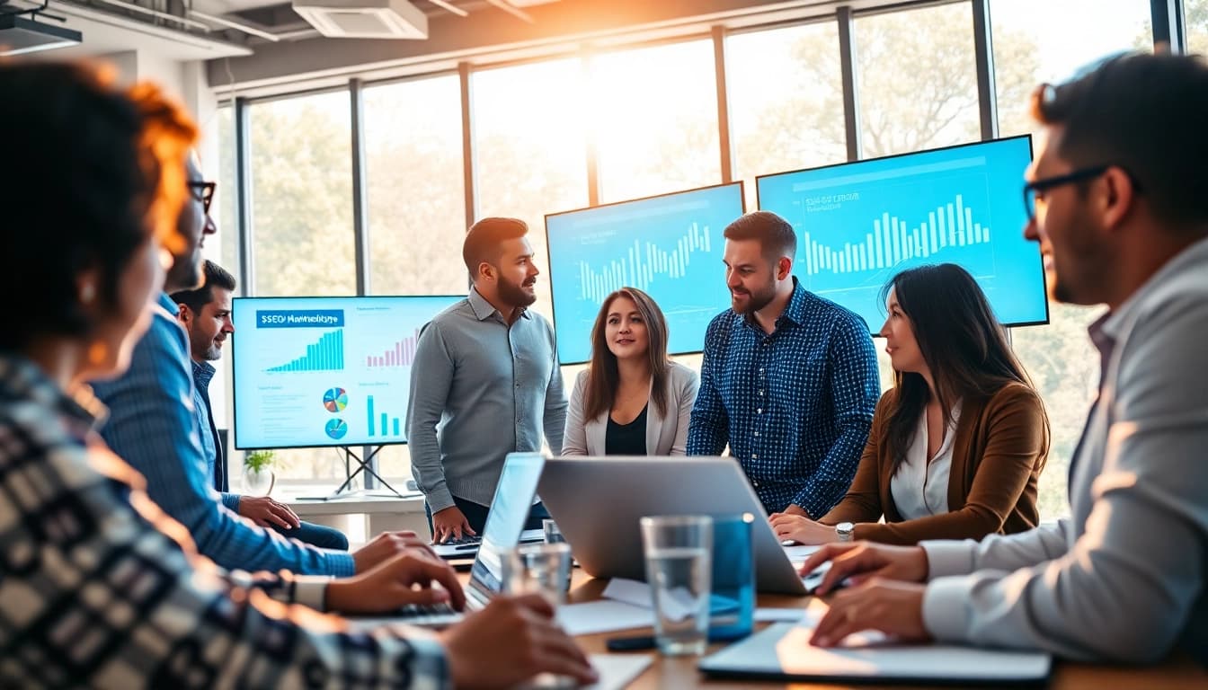 SEO Agency Clearwater team collaborating in a vibrant office setting