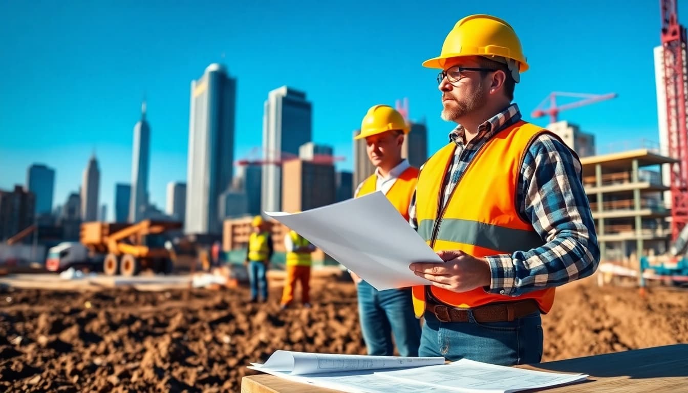 New York General Contractor overseeing construction activities at a busy job site in NYC.