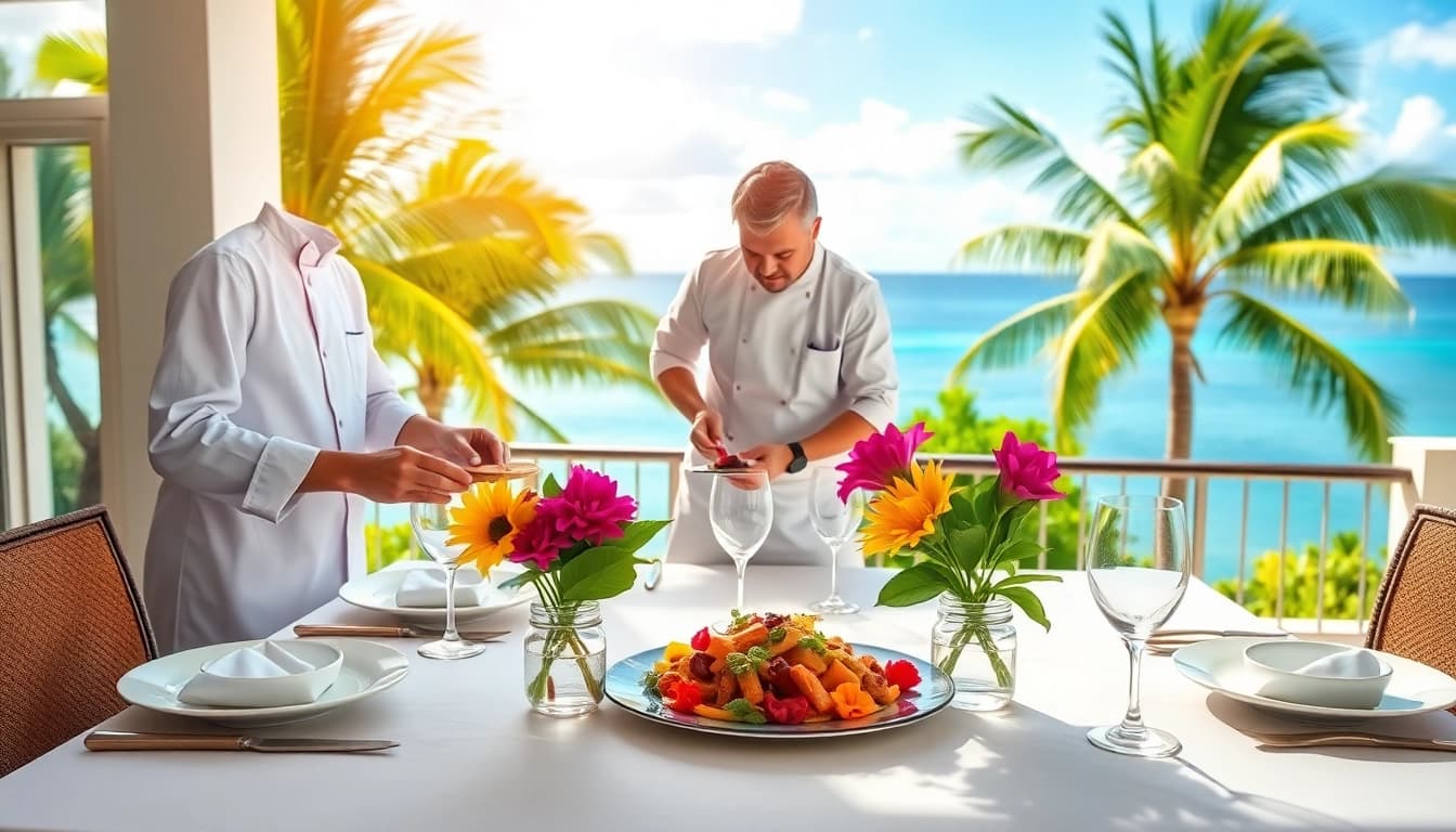 Experience the culinary artistry of a Sint Maarten private chef in a luxurious villa setting.