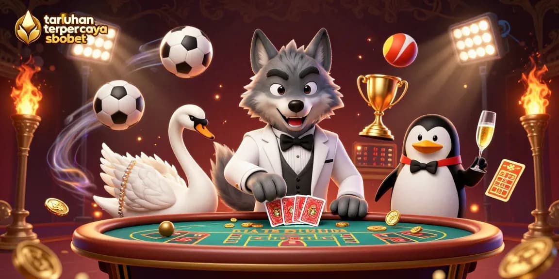 Bet on taruhan terpercaya sbobet with a luxurious 3D illustration showcasing sports and elegance.
