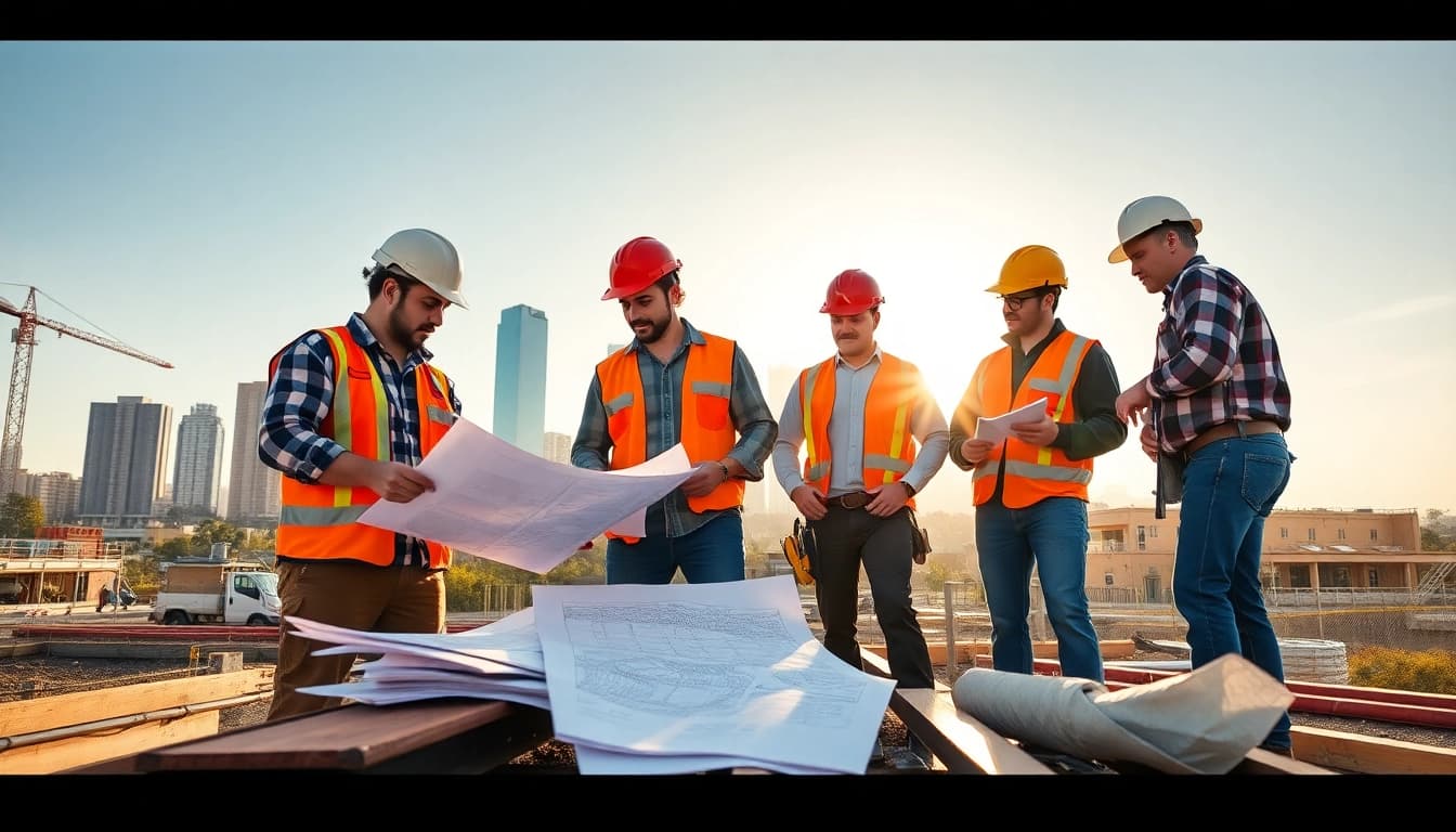 Southern California contractors working together on a construction site representing southern california contractors association.