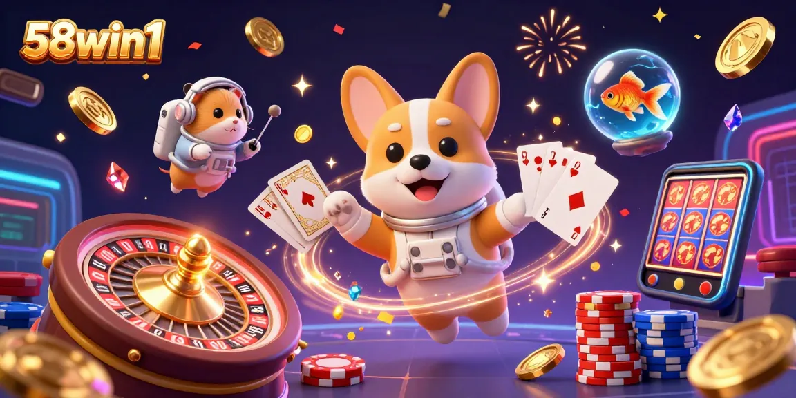 Engage with the excitement at 58win1, where a charming astronaut corgi navigates a casino in zero gravity.