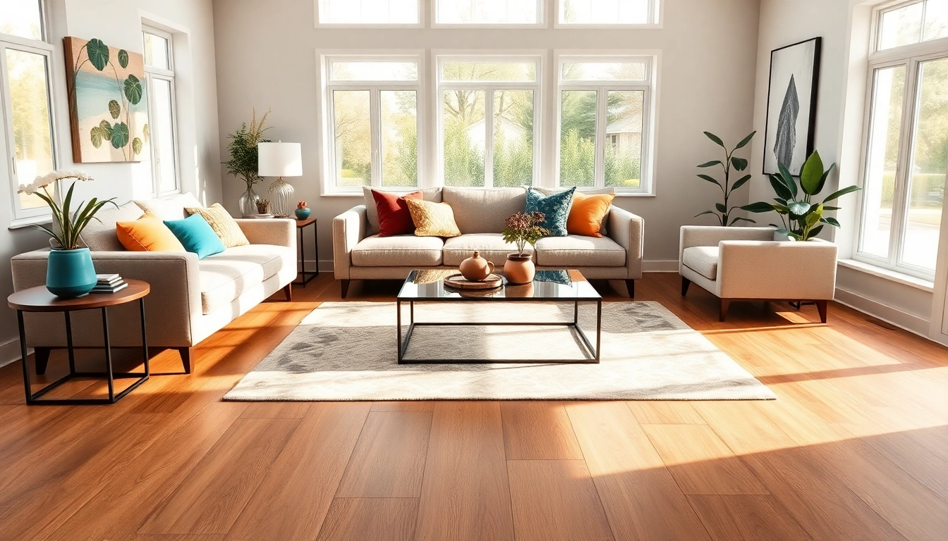 View gorgeous luxury vinyl flooring near me in a modern living room full of warmth and style.