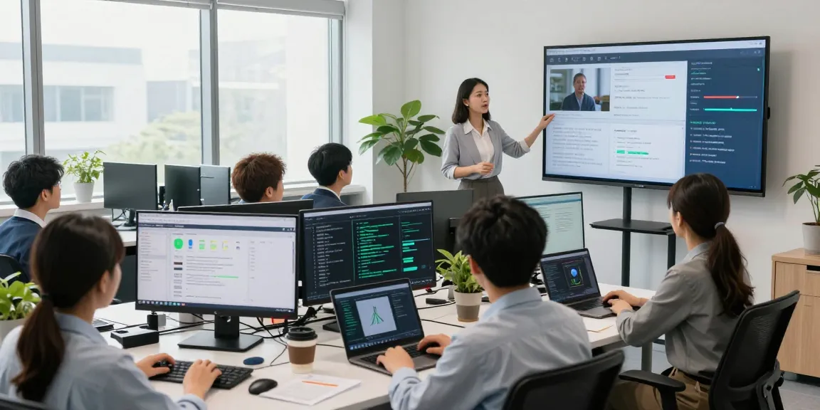 AI image detector team analyzing content moderation data in a modern lab