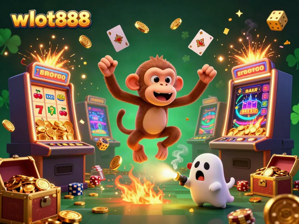 Melihat suasana kasino dengan wslot888, monyet poltergeist dan anjing pemburu hantu di tengah jackpot.