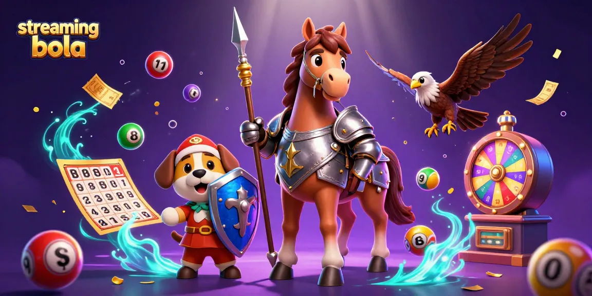 Immerse in streaming bola excitement with knights and colorful lottery elements, engaging viewers live!