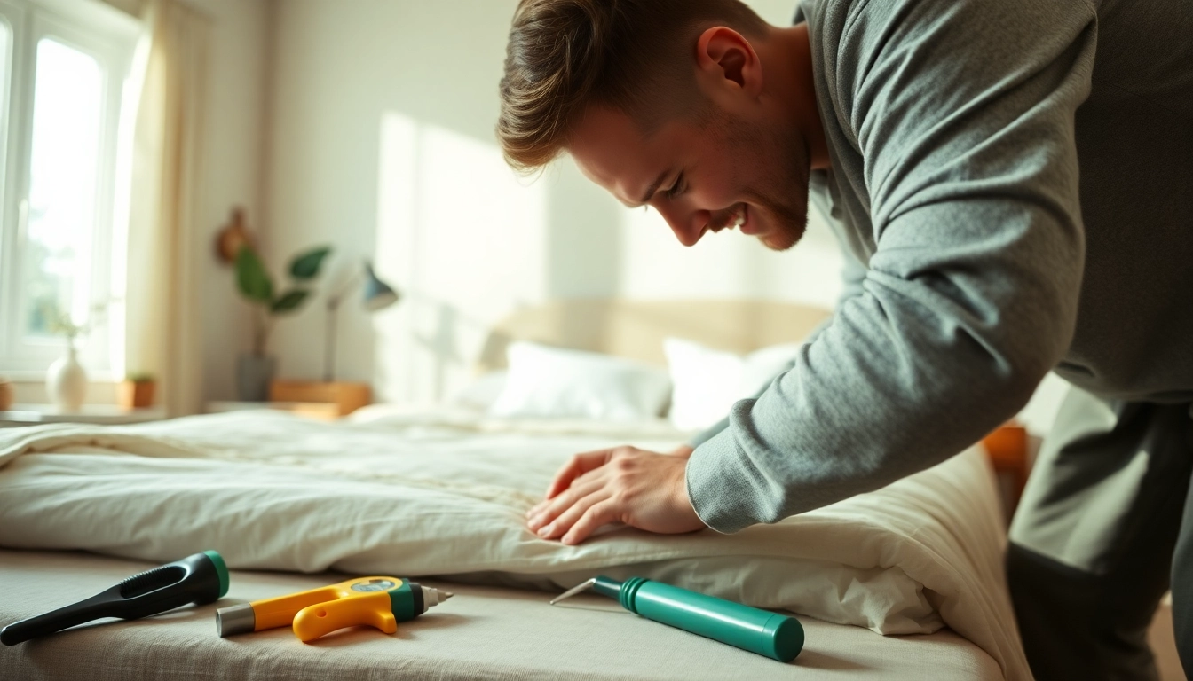 Inspecting bed bug services near me for effective extermination in a modern home setting.