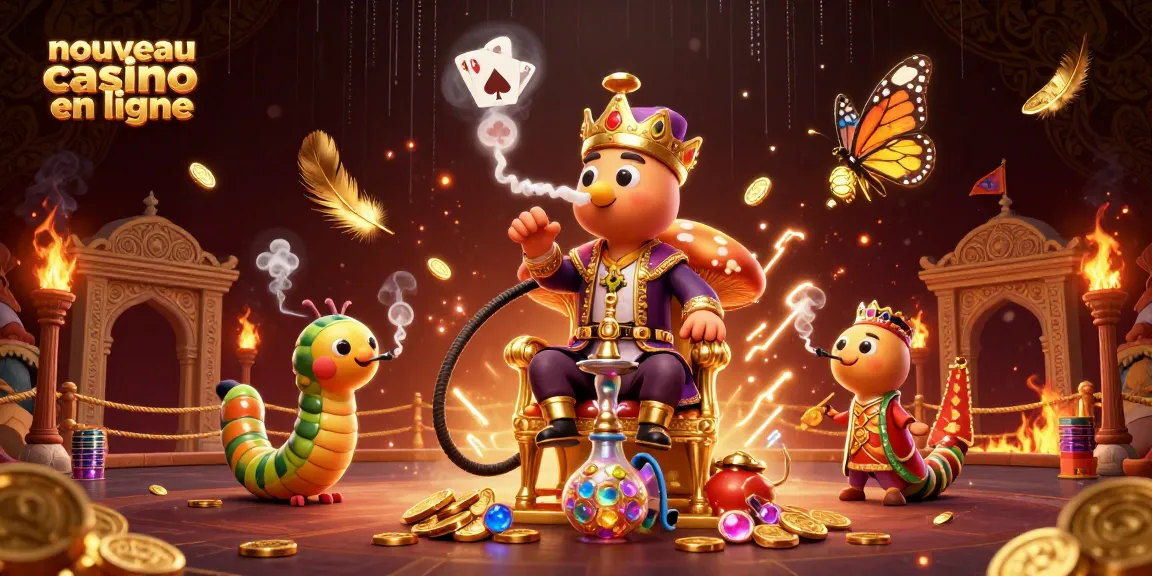 Nouveau casino en ligne : illustration dynamique d'un maître de chicha en tenue turque avec des symboles de poker.
