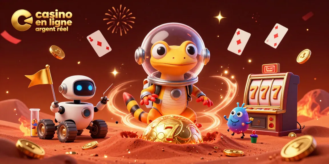 Découvrez le casino en ligne argent réel avec le gecko martien et des machines à sous scintillantes.