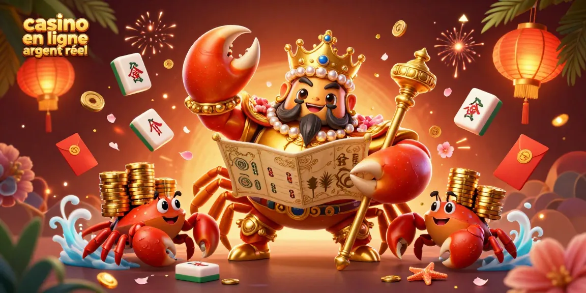 Découvrez les jeux passionnants de casino en ligne argent réel avec un crabe en or majestueux et des éléments festifs.