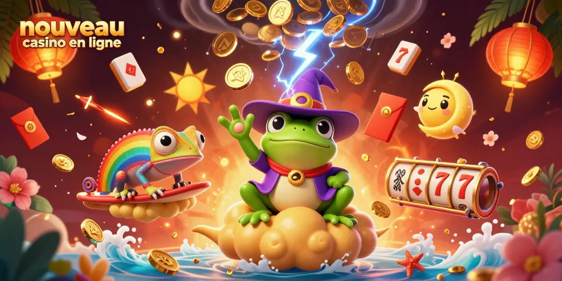 Imaginer un nouveau casino en ligne avec une grenouille sorcière créant une tempête d'or et des éléments de jeux captivants.