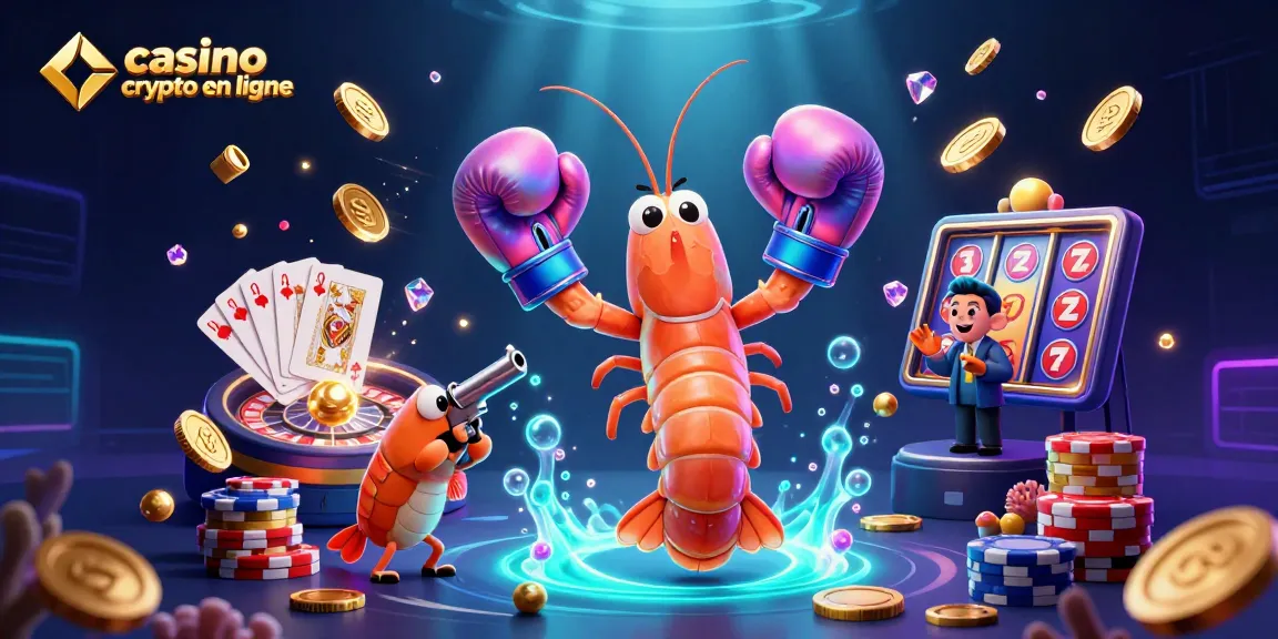 Animation fascinante de casino crypto en ligne avec des personnages marins et des éléments de jeu captivants