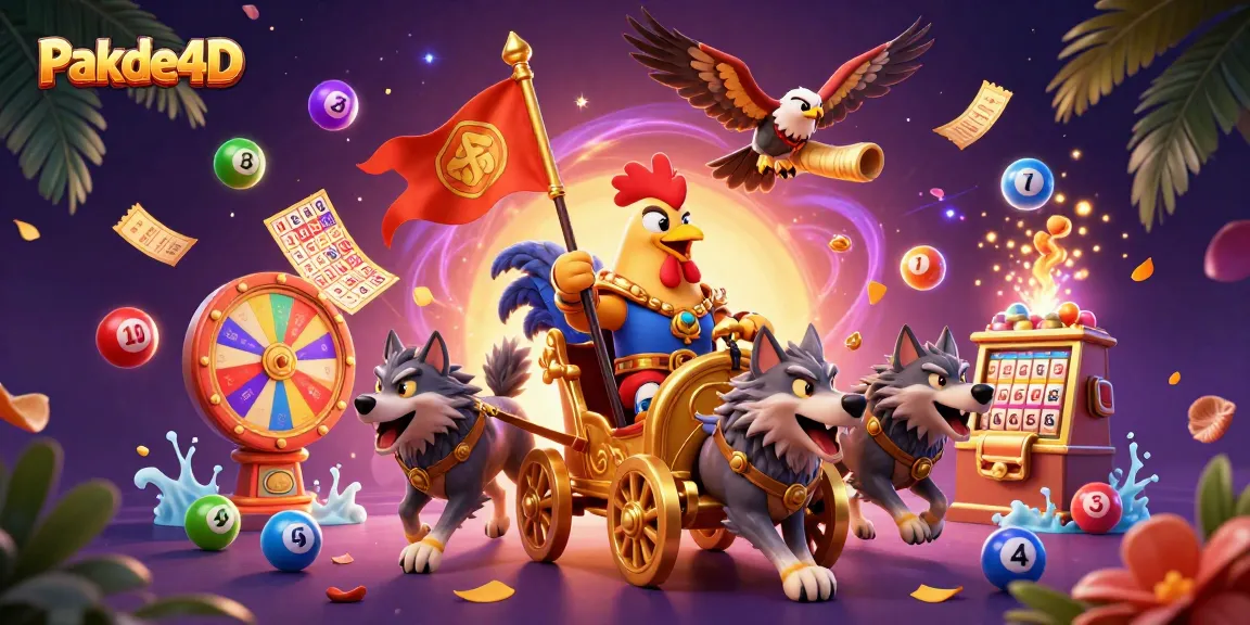 Win big with Pakde4D's vibrant lottery scene featuring colorful lottery balls and dynamic game elements.