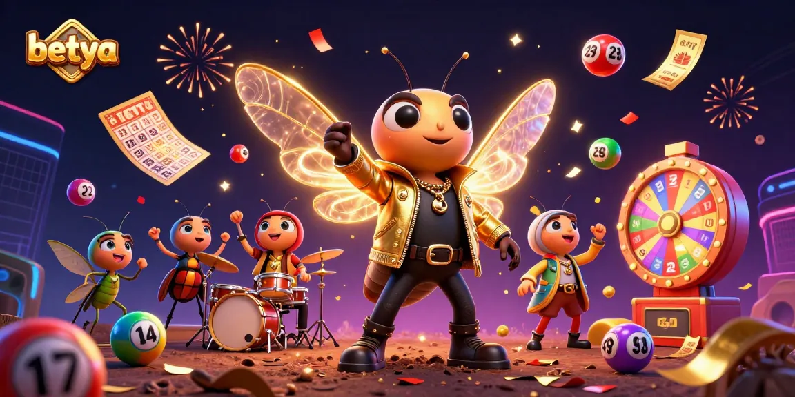 Join the excitement with betya's vibrant lottery scene featuring animated characters and colorful game elements.
