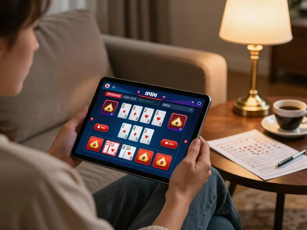 Engaging online gambling with lista casino online stranieri app interface on tablet, showcasing strategic betting.