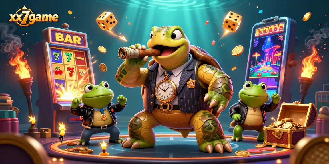 Win big with xx7game's vibrant 3D casino illustration showcasing a jackpot explosion and dynamic characters.