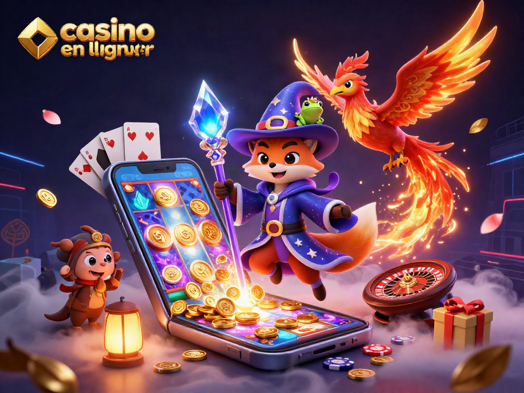 Jouer dans un casino en ligne Neosurf avec un renard magique et un phoenix, entouré de jeux