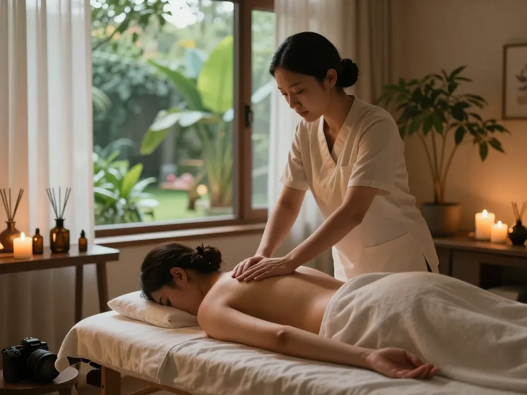 Swedish massage therapy scene showcasing relaxation at https://www.makangs.com/region/국내/서울-/마사지-스웨디시, with a skilled therapist in a tranquil spa.
