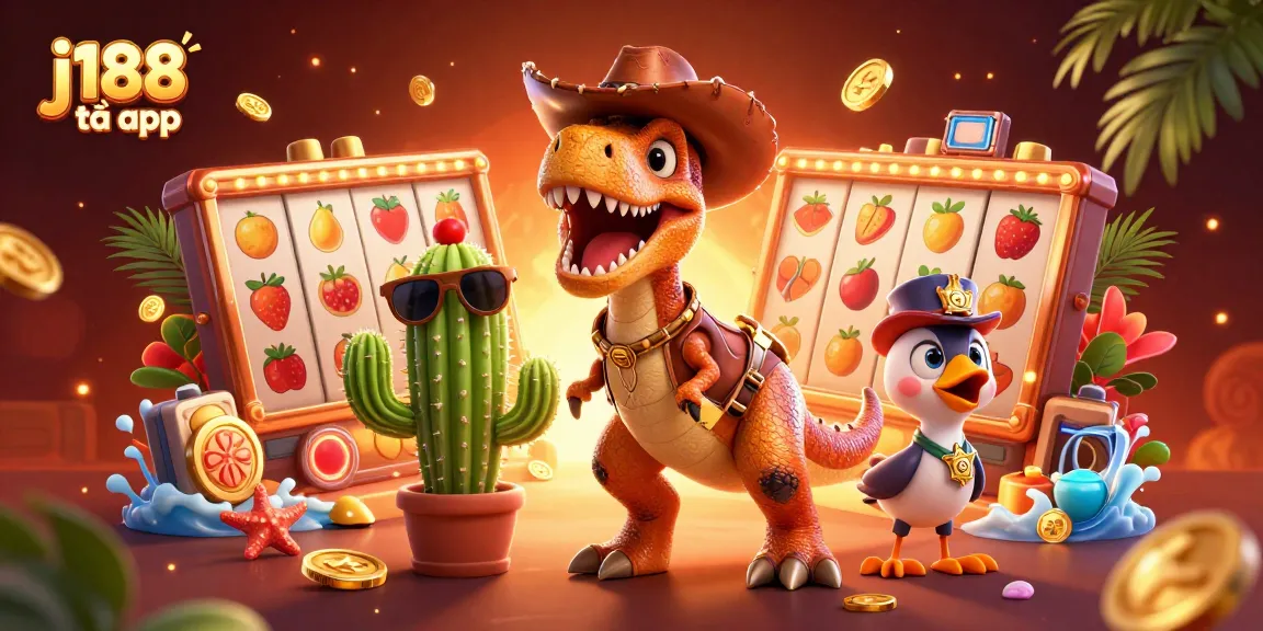 Play exciting games with j188 tải app amidst vibrant slot reels and winning symbols.
