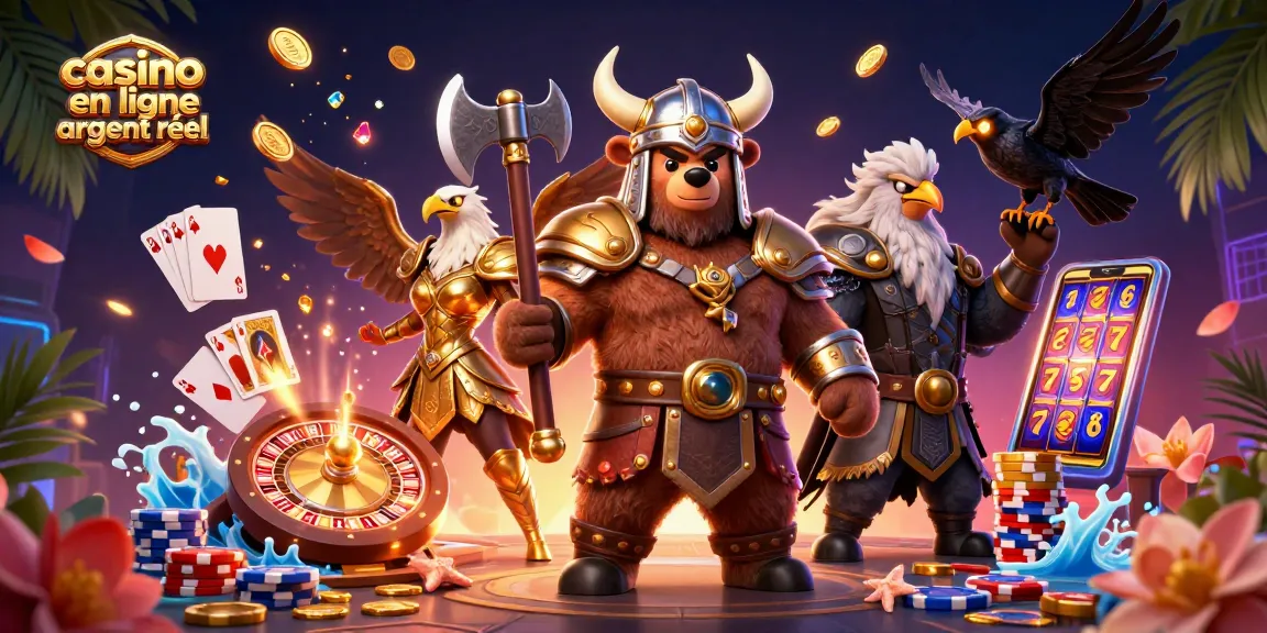 Jouez à des jeux de casino en ligne argent réel avec des personnages fantastiques dans une illustration dynamique.