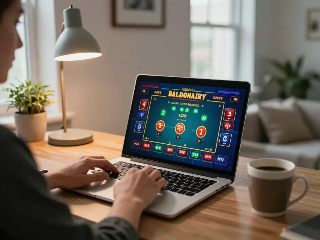 Engaged player strategizing at the best widget store online casino, laptop displaying live table games