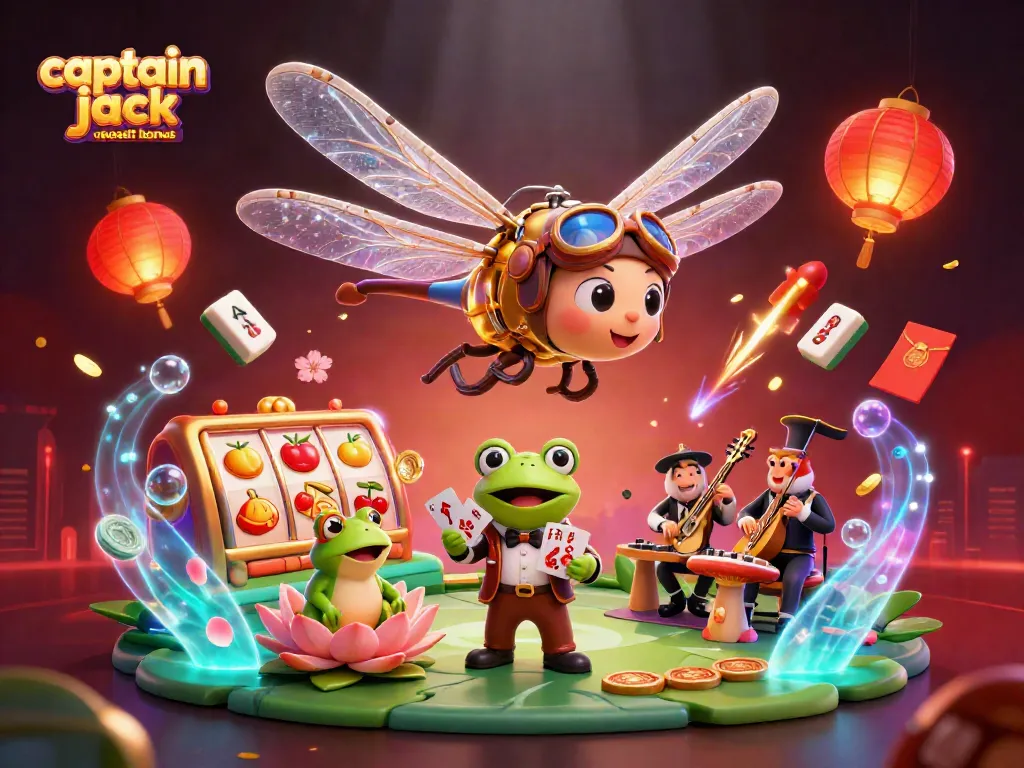 Play and win with the captain jack no deposit bonus at this vibrant casino scene featuring unique characters.