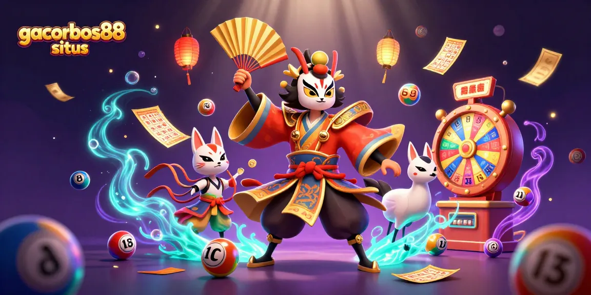 Spin to win with gacorbos88 situs integrating vibrant lottery-themed visuals and characters.