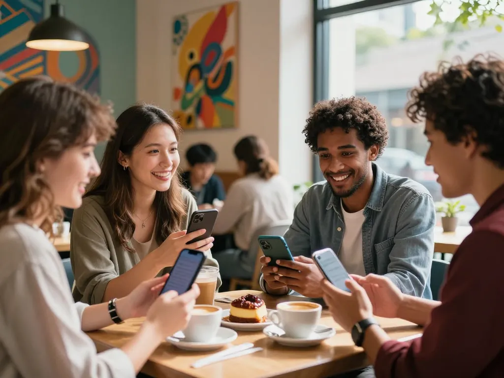Engaging conversations at a cafe highlighting spicychat interactions amidst a lively atmosphere.