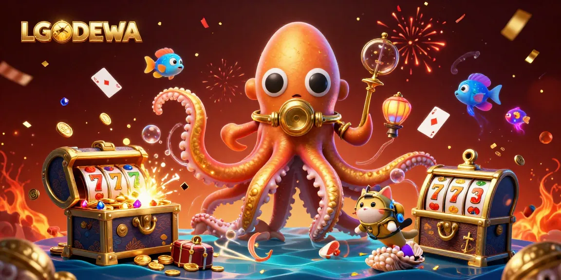 Experience the thrilling jackpots of LGODEWA with vibrant slot reels and festive underwater characters.
