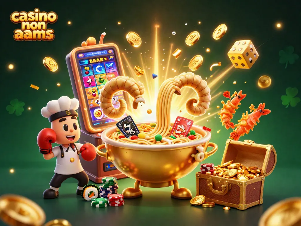 Giocatori vivono l'emozione del casino non aams con un rinomato ramen d'oro che distribuisce carte e gettoni.