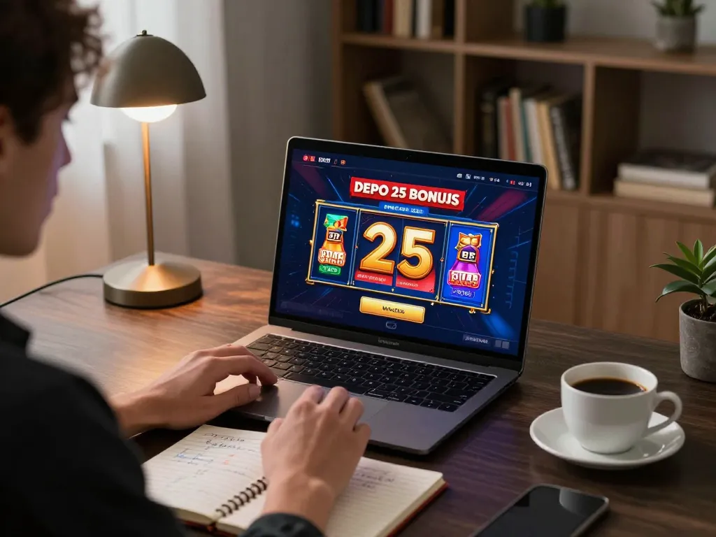 Engage with the exciting depo 25 bonus 25 while enjoying online slot games in a cozy gaming setup.