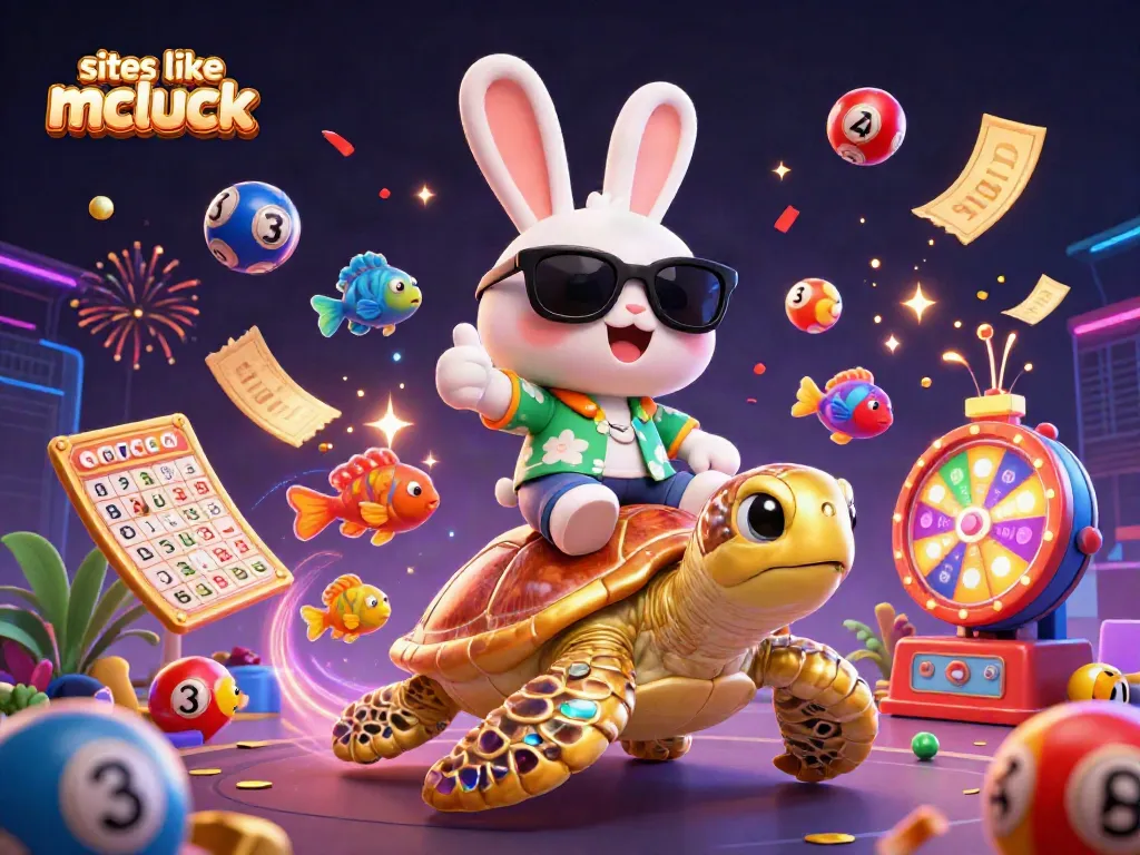 Spin and win with sites like mcluck in vibrant 3D casino illustration packed with excitement.