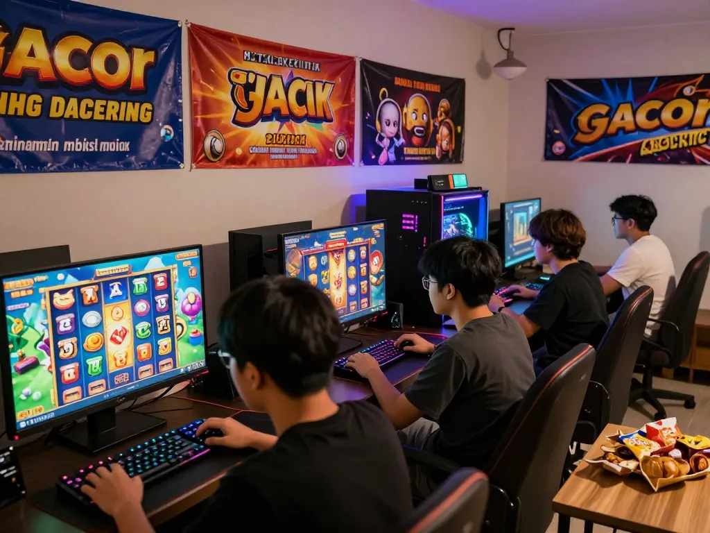 Exciting online gaming scene showcasing players enjoying slot gacor games in a vibrant, inviting atmosphere.