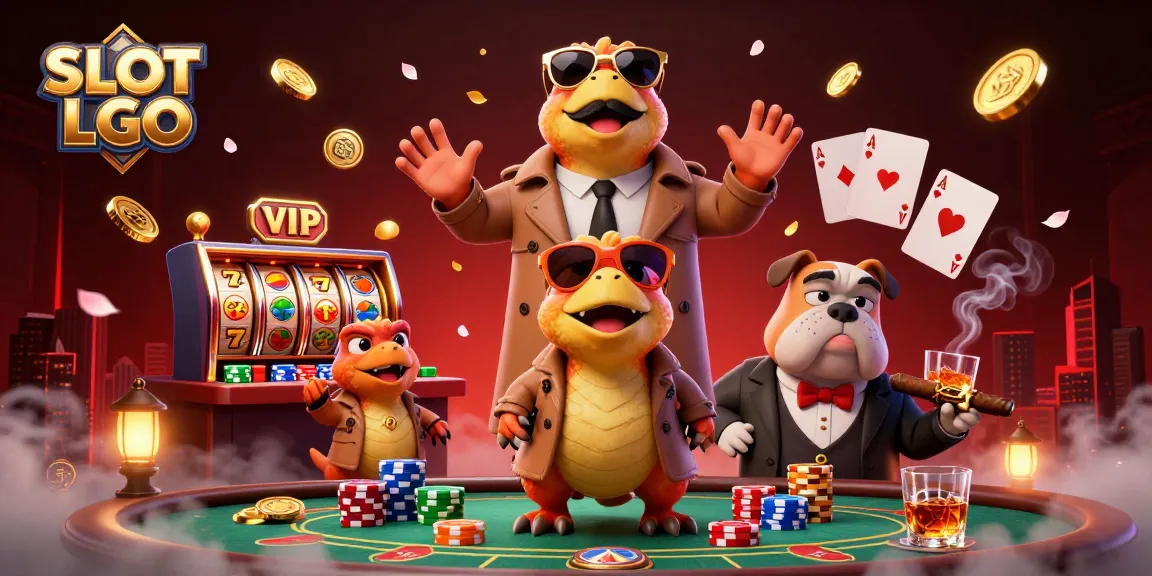 Engage with SLOT LGO as three raptors cleverly disguise themselves at the VIP casino entrance.