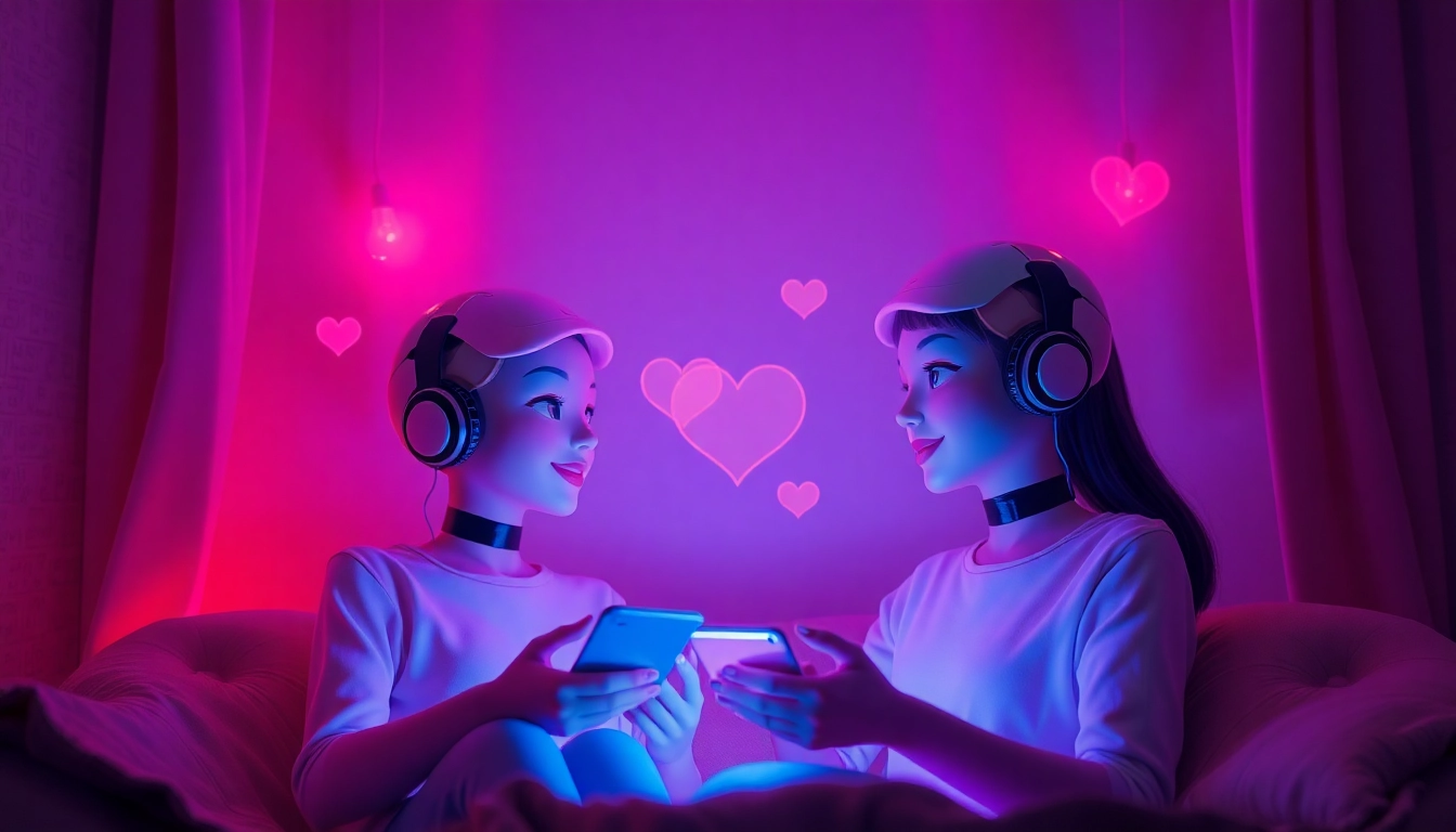 Engaging scene of avatars in a friendly ai sex chat, showcasing warmth and connection in a digital space.