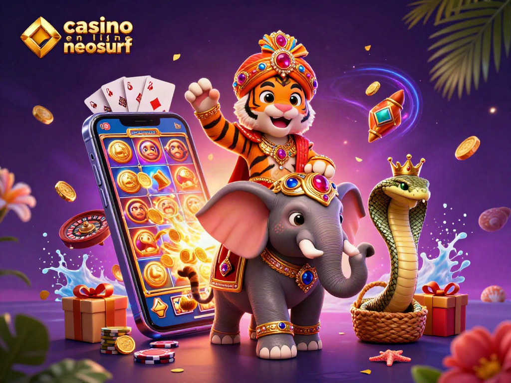 Gagnez au casino en ligne Neosurf avec cette illustration captivante de machines à sous.