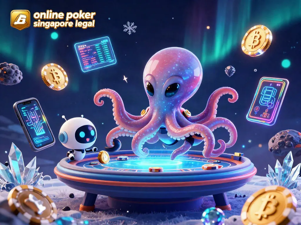 Playing at the online poker singapore legal platforms shows vibrant alien octopus gaming scene.