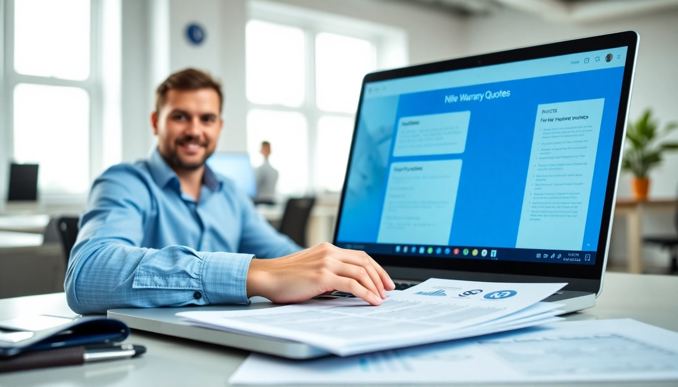 Request an online warranty quote in a professional digital workspace, showcasing user-friendly design.