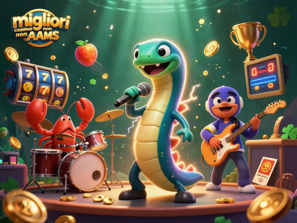 I migliori casino non AAMS offrono emozioni nel gioco con vari simboli in un'illustrazione vivace.