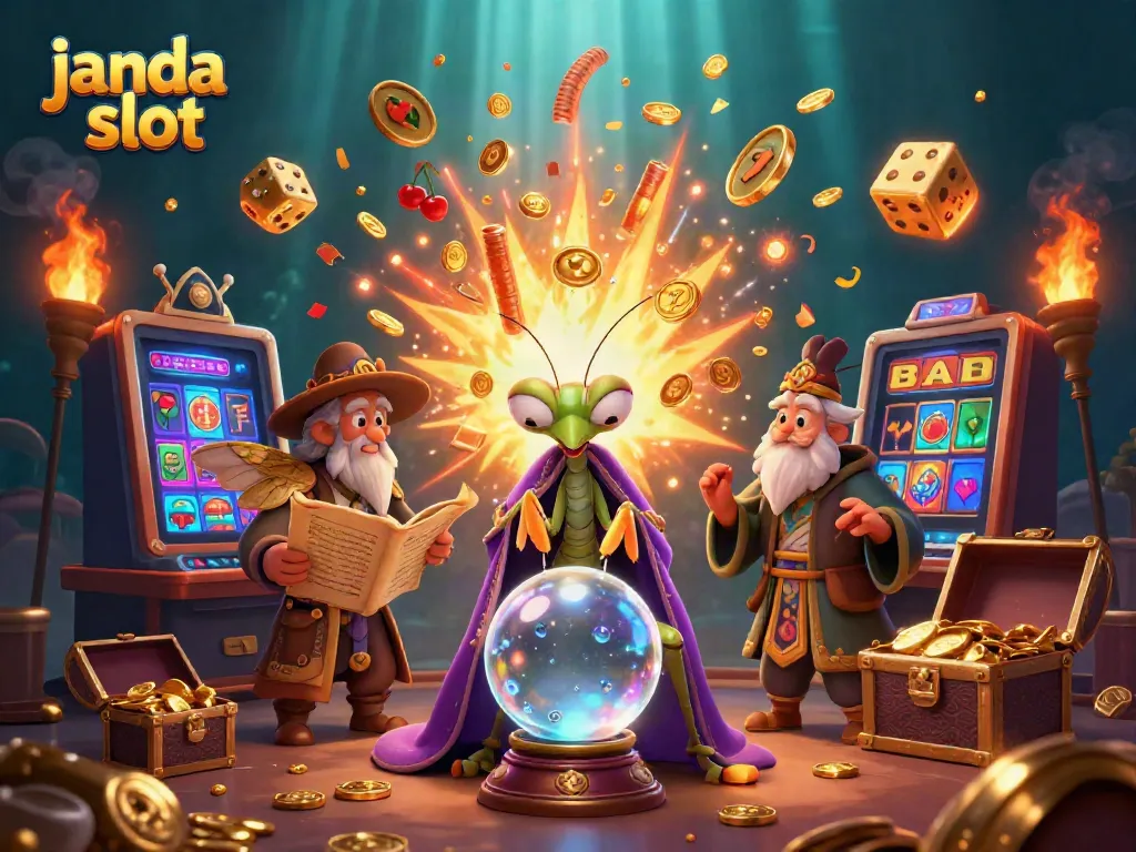 Menangkan janda slot dengan ilustrasi menarik, menampilkan karakter unik dan elemen kasino yang kaya.