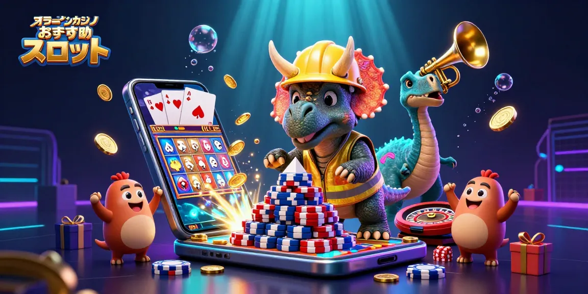 オンラインカジノ おすすめ スロットでスロットゲームの楽しさを象徴する、賑やかな3Dイラスト