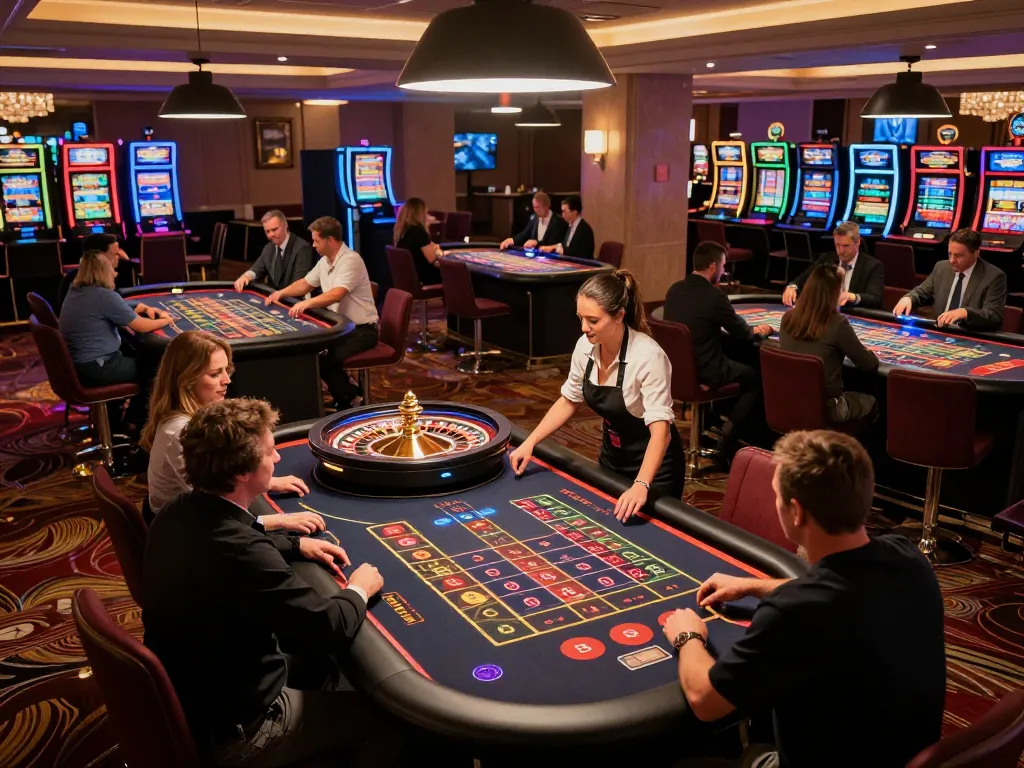 Engaged players placing bets on roulette at rr88bet casino, vibrant atmosphere and strategic gameplay.