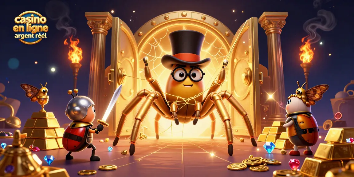 Jouez dans un casino en ligne argent réel avec des personnages animés au milieu de richesses dorées et scintillantes.