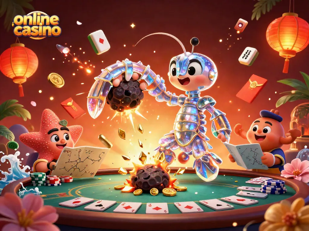Juega emocionantes juegos de casino online mientras disfrutas de una ilustración vibrante y colorida.