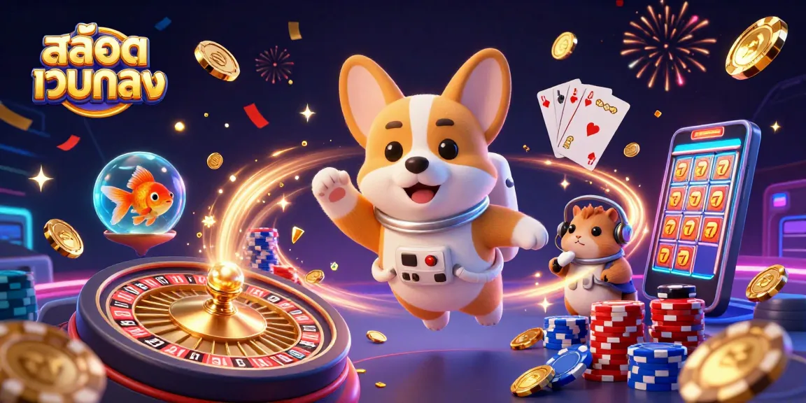 Win exciting rewards with สล็อตเว็บตรง in a vibrant casino-themed 3D illustration.