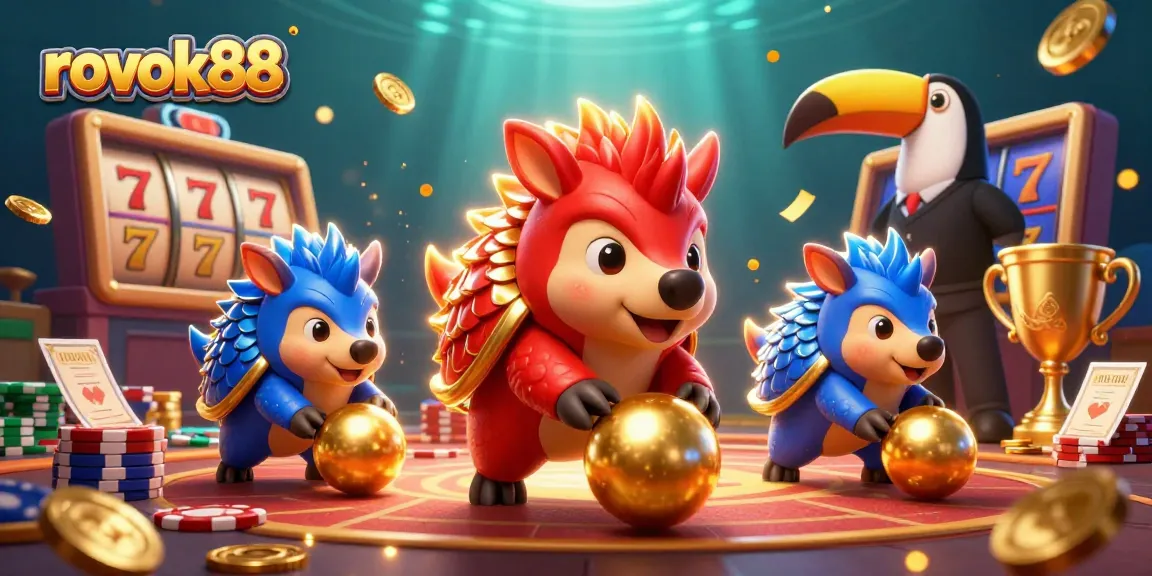 Experience thrilling gameplay at rokok88 with rival pangolins and vibrant slot elements.