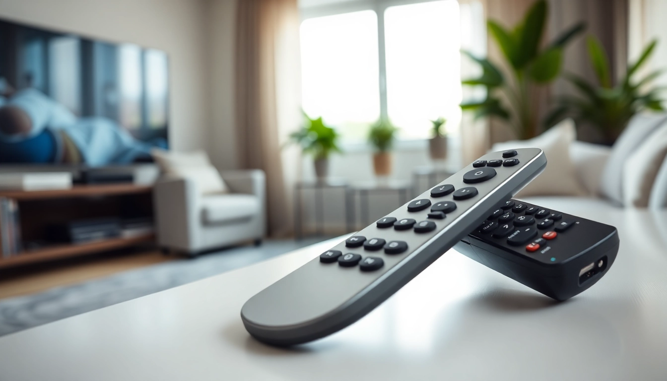 Steuern Sie Ihren Samsung Fernbedienung QE in einem modernen Wohnzimmer mit stilvollen Akzenten.
